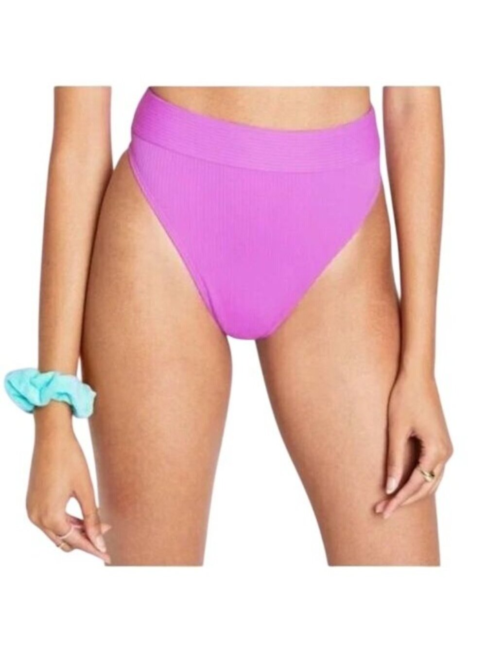 Stoney Clover Lane Women's High Waist Ribbed Bikini Bottom Purple XS